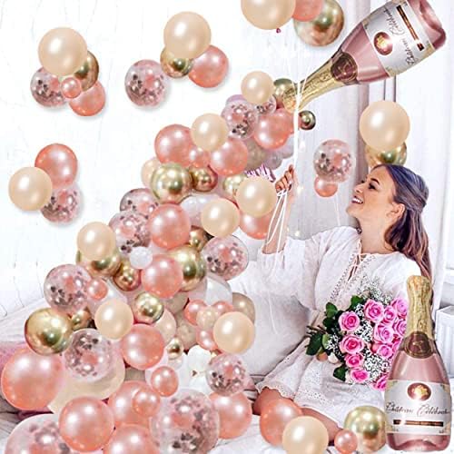 Rose Gold Balloons, 60PCS 12inch Rose Gold White Champagne Latex Balloon Confetti Balloons with Ribbon for Wedding, Baby Shower, Birthday, Engagement, Bridal Shower, Princess Party - Image 5