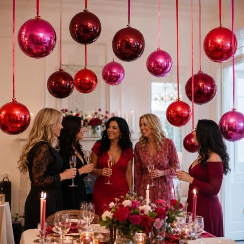 Togvu Burgundy Red Pink Balloons, 15PCS Different Sizes 4D Metallic Balloon - Image 2