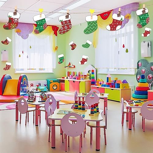 Blulu 80pcs Christmas Cutouts Winter Bulletin Board, Stocking Chic - Image 7