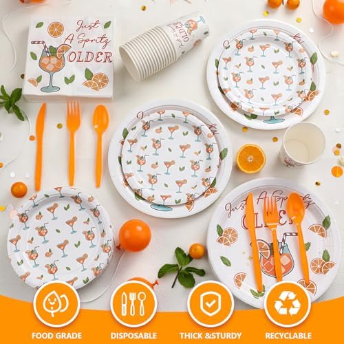 Yungyan 252 Pcs Just A Spritz Older Spritz Birthday Party Tableware Set Included Plates Napkins Cups Forks Knives Cutlery for Party Decorations Supplies 36 guests - Image 3