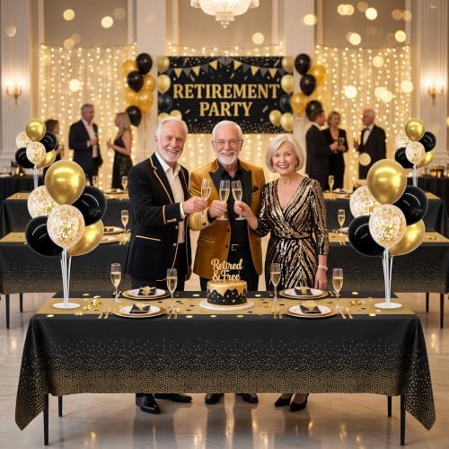 TONIFUL 4 Set Black Gold Balloon Stand Balloon Centerpieces with Tablecloth - Image 4