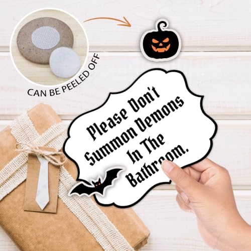 Halloween Table Sign 5x7 Inch Decor, Rustic Party Centerpiece with Metal Stand & 2 DIY Stickable Wood Decor, Freshly Bood Coffee Table Decoration for Home & Party Display - B08 - Image 4