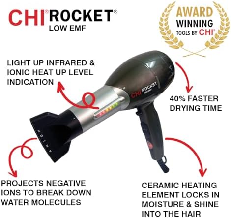 CHI Rocket Hair Dryer with Comb & Drying Nozzle Attachment - Image 3