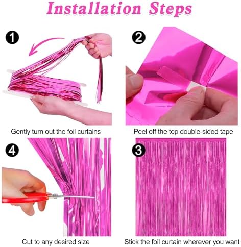ZATAYE 2 Pack Rose Red Valentines Foil Curtain Streamer Decorations - Image 3