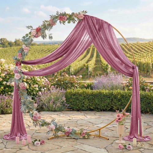 Pack of 2 Wedding Arch Drape Panel Fabric 30" x 50ft - Mauva - Image 3