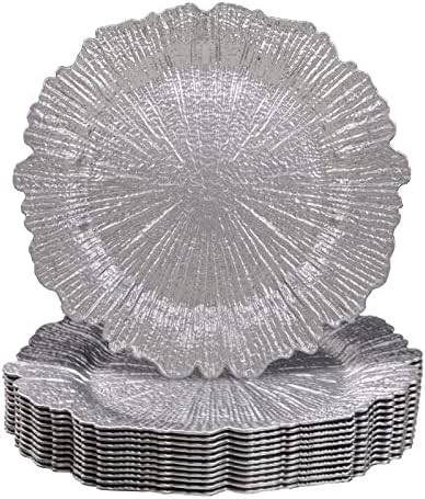 MAONAME Silver Charger Plates Set of 12, Reef Chargers for Dinner Plates by MAONAME