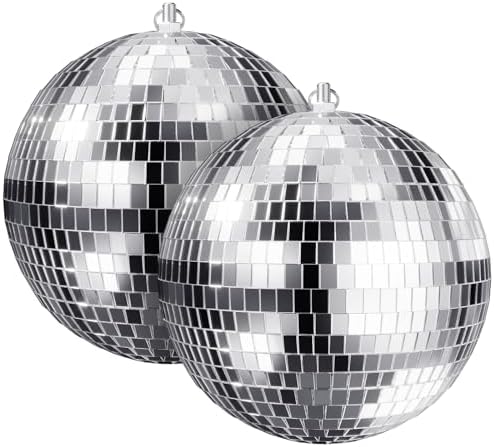 Youdepot 8-Inch Silver Disco Ball Mirror Ball 2-Pack by Youdepot