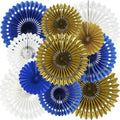 BEISHIDA Honeycomb Round Paper Fan Blue Gold White Hanging Party Decoration by Beishida