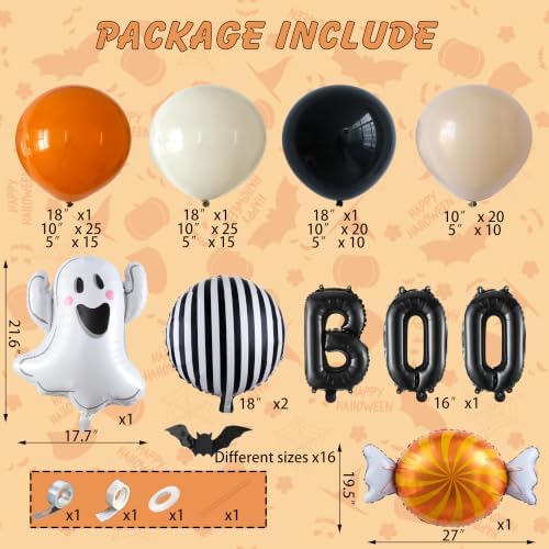 Halloween Balloon Arch Garland Kit, 154Pcs Burnt Orange Black Balloons - Image 2