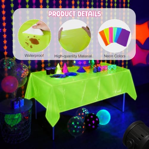 Mega-L Glow in The Dark Party Supplies, Neon Table Cloths, 12 Pack - Image 6