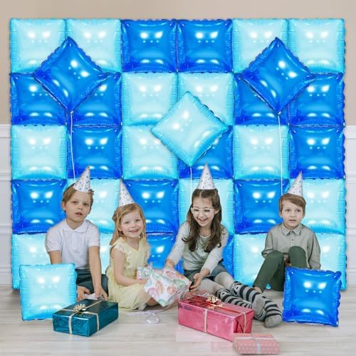 36 Pcs Navy Blue Double Sided Square Foil Balloon Wall Backdrop Metallic Winter Wonderland Balloons Backdrop Tunnel Arch Kit Mylar Square Balloons for Winter Birthday Party Decorations - Image 4