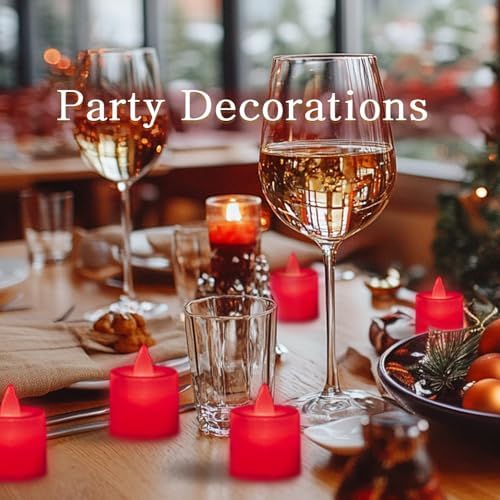 LANKER 24 Pack Flameless Led Tea Lights Candles, Flickering Red Candles (Red) - Image 6