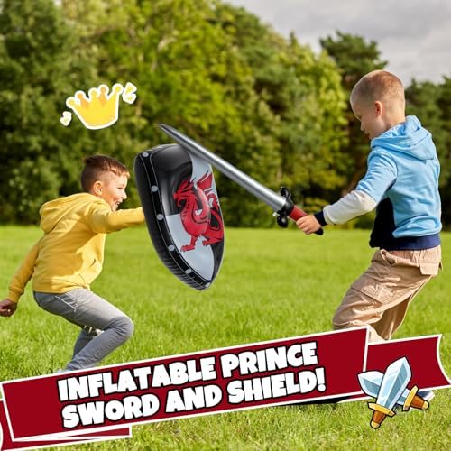 Poen 1 Set Inflatable Sword and Shield Medieval Knight Party, Dragon - Image 5