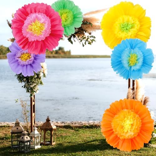 Giegxin 6 Pcs 31.5", 24" Mexican Giant Tissue Paper Flower for Wall Pom Pom - Image 6