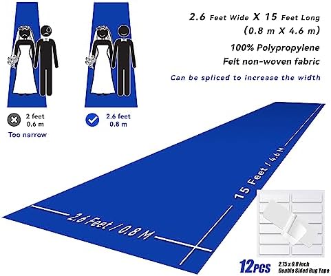 EZLucky Navy Blue Carpet Runner for Party, 2.6 x 15 ft, 130 GSM Felt Fabric - Image 3