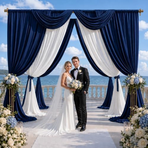 50x10 FT Navy Blue Backdrop Curtains for Weddings, Parties and Photo Booths - Image 2