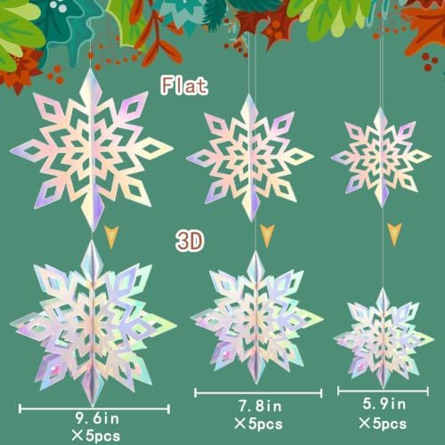 Christmas Hanging Snowflakes for Winter Wonderland Frozen Party Decorations - Image 3