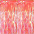 8 Pack Orange Party Streamers Backdrop Curtains, 3.3x8.2ft Holographic Tinsel Foil Curtain Photo Booth Props for Birthday, Wedding, Holiday Celebration, Bachelorette, Theme Decorations by JustShimmer