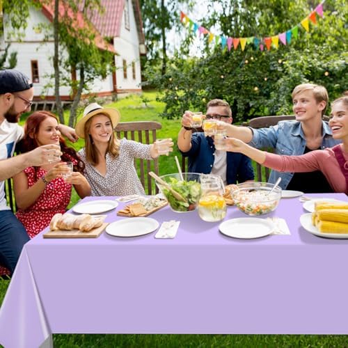 16 Pack Light Purple Plastic Tablecloth for Rectangle Tables, Premium Decorative Lavender Disposable Table Cloths for Parties, Rectangle Party Table Cover for Birthday Wedding Baby Shower, 54x108 Inch - Image 5