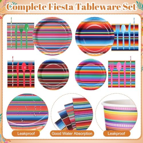 450 Pcs Mexico Fiesta Tableware Set, Serve 50, Multicolor - Image 3