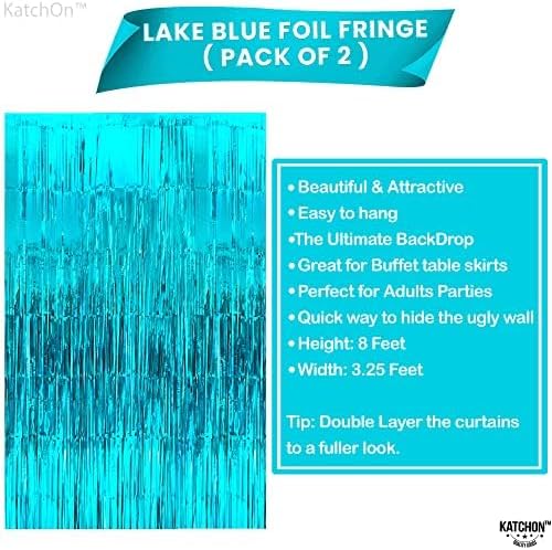 KatchOn, Blue Foil Fringe Curtains - 3.2x8 Feet, Pack of 2 - Image 4