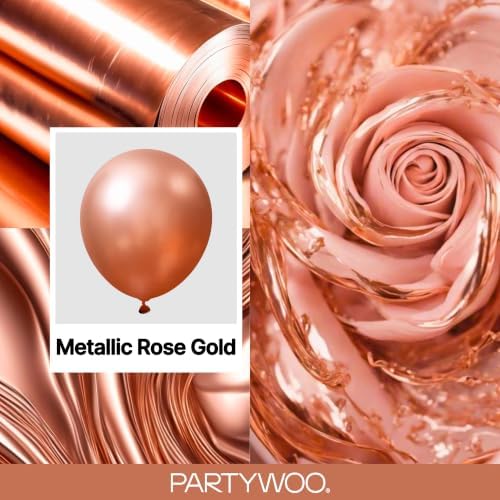 PartyWoo Rose Gold Balloons 50pcs Metallic Chrome Rose Gold Color 12 Inch - Image 2