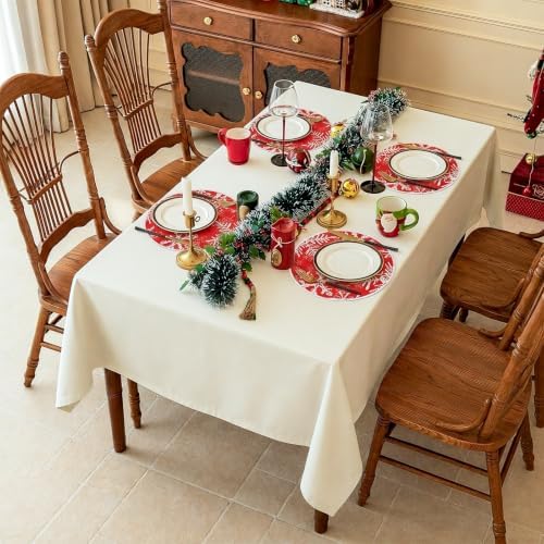Christmas Round Placemats Set of 4 Red Snowflakes Decorations - Image 6