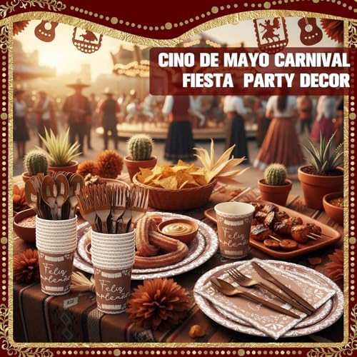 168 Mexican Birthday Tableware Set for 24 Cinco De Mayo Supplies - Image 5