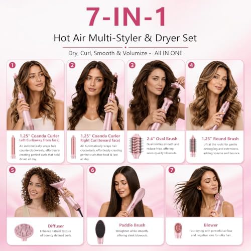 Hot Air Styler Set w/Auto-Wrap Curlers & High Speed Hair Dryer Brush,1400W - Image 4
