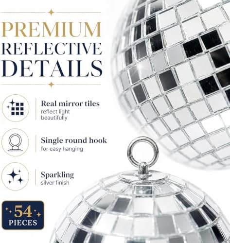 Youdepot Mini Silver Disco Balls, 54PCS Disco Ball Pack - Image 3