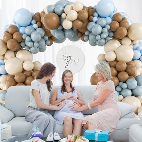 146pcs Dusty Blue and Brown Balloon Arch Kit with White Balloons - Image 5