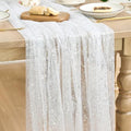 Artoid Mode White Silver Gauze Table Runner 59x120 Inch 10FT, Glitter Metallic Foil Sheer Dining Holiday Wedding Anniversary Birthday Table Decor for Home Party by ArtoidMode