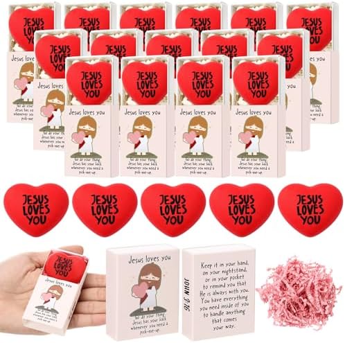 36 Sets Jesus Loves You Gifts Heart Toy with Boxes by Wettarn