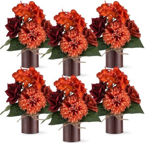 Zeyune 6 Set Artificial Centerpiece, Orange, Classic Style by Zeyune