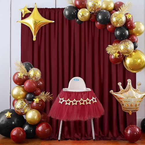 Burgundy Backdrop Curtains 30ftx10ft Christmas Polyester Photo Drapes - Image 2