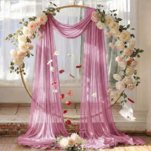 Pack of 2 Wedding Arch Drape Panel Fabric 30" x 50ft - Mauva - Image 6