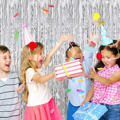 10 Pack Silver Backdrop Curtain 3.2ft x 8.2ft Metallic Tinsel Foil Fringe Curtains Photo Booth Background for Birthday Party Decoration Baby Shower Engagement Wedding Christmas Decoration (Silver) - Image 6