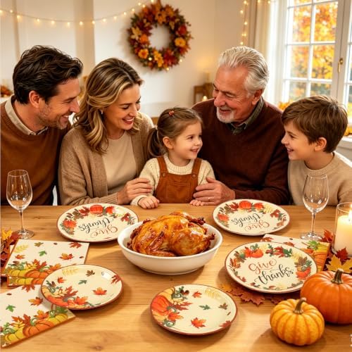 72PCS Thanksgiving Plates and Napkins, Pumpkin Maple Leaf Party Supplies - Image 7