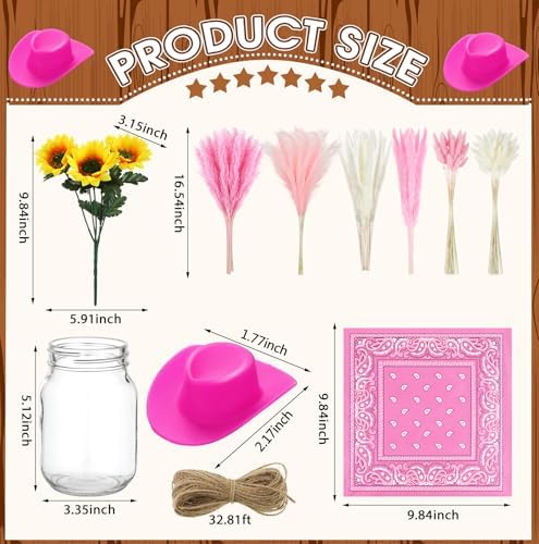 Wonderjune 135 Pcs Western Cowboy Table Centerpieces Party Decor, Pink - Image 2