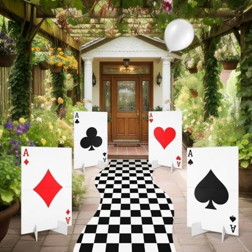 Reallnaive 4 Sets Casino Party Decor Ace Poker Yard Sign and Runway Carpet - Image 6