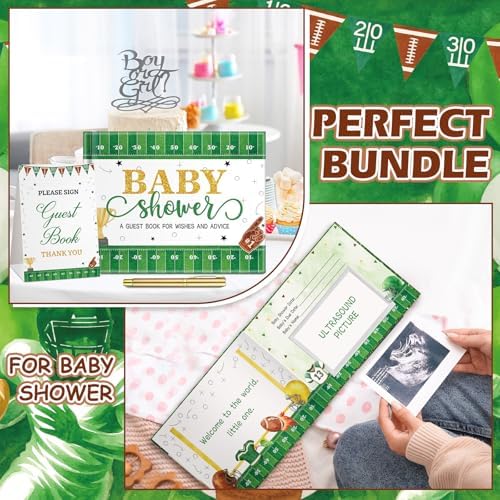 Fuyoooo 27 Pcs Football Baby Shower Guest Book Touch Down Boys Gold Pen - Image 5