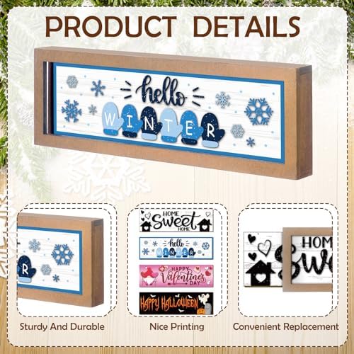 Barydat 25 Pcs Fall Decorations for Home Interchangeable Seasonal Wood Sign - Image 4