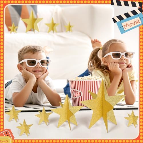 Sinload 45 Piece 3D Gold Star Centerpieces Glitter Theme Party Decorations - Image 5