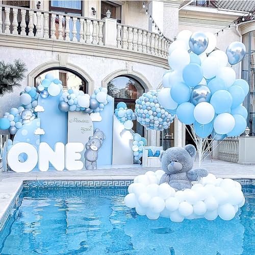 PartyWoo Light Blue Balloons 50pcs Baby Pastel Sky Aqua Blue Color 12 Inch - Image 6