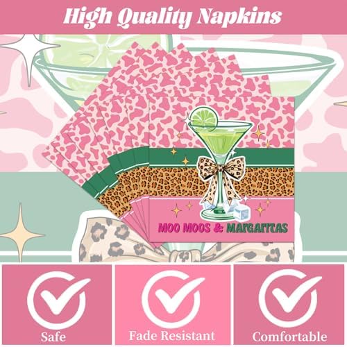 Moo Moos and Margaritas Party Decorations – 96 PCS Margarita Theme Disposable Plates Napkins and Forks Tableware, Cocktail Bachelorette Birthday Party Serves 24 - Image 3