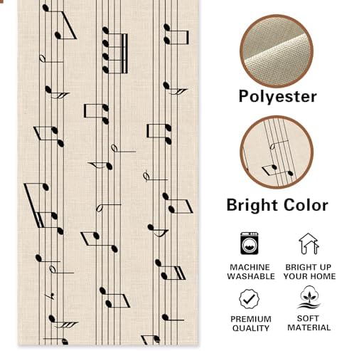 Vintage Music Sheets Dining Table Runner, Retro Musical Notes Staff - Image 2