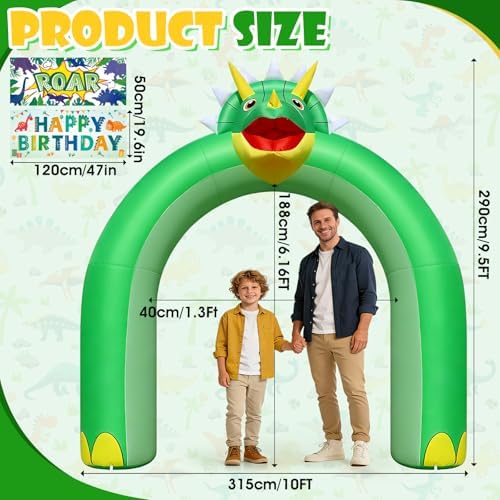 9.5FT Triceratops Inflatable Arch Dinosaur Birthday Party Decor - Image 2