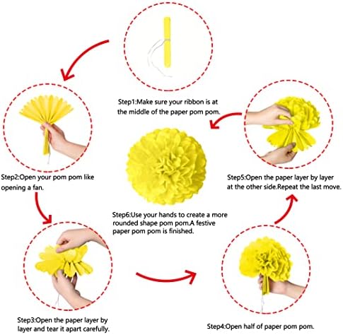 Moon Boat 35PCS Party Decorations Paper Fan Hanging Set - Birthday,Baby Shower,Lemon,Sunflower Theme Decor (Yellow) - Image 5