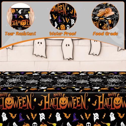4 Pack Halloween Tablecloth 54 x 108 Inch Pumpkin Spider Web Table Cover - Image 3