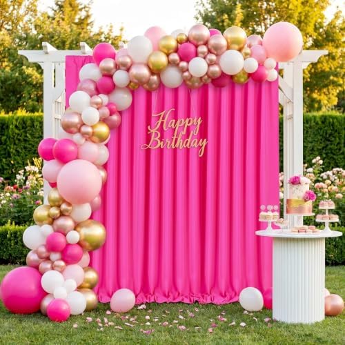 Fuchsia Backdrop Curtains 20ftx10ft Birthday Polyester Photo Drapes - Image 2